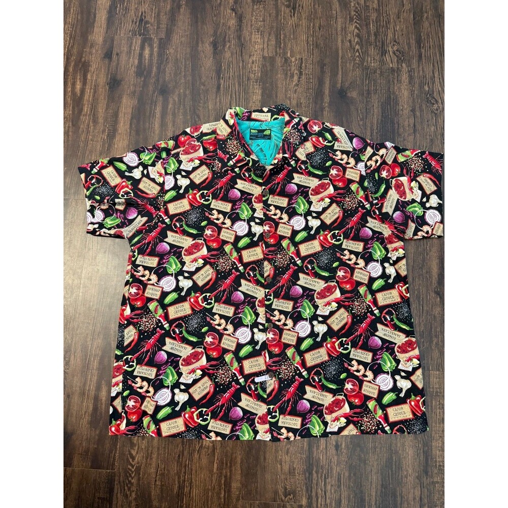 Moon Dog Shirt Co Men’s Shirt 3XL Handmade Vegetables Crawfish Short Sleeve